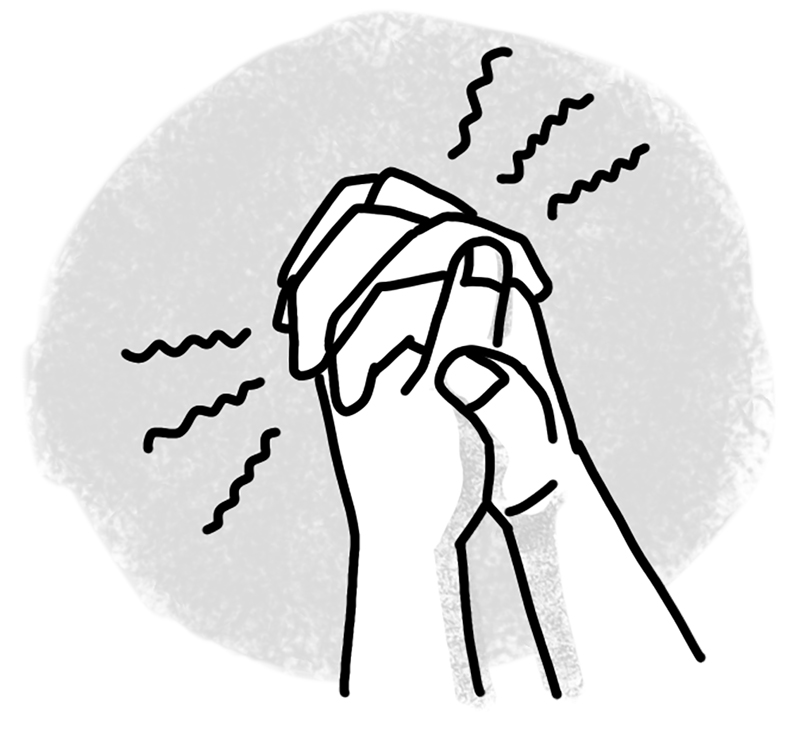 両指の先で手の甲をグーグーと押す（イラスト／鈴木みゆき）