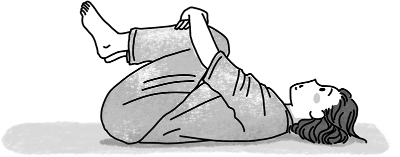 両腕で両ひざを抱える（イラスト／鈴木みゆき）