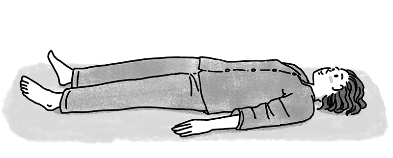 右足を上げた状態からストンと床に落とす（イラスト／鈴木みゆき）