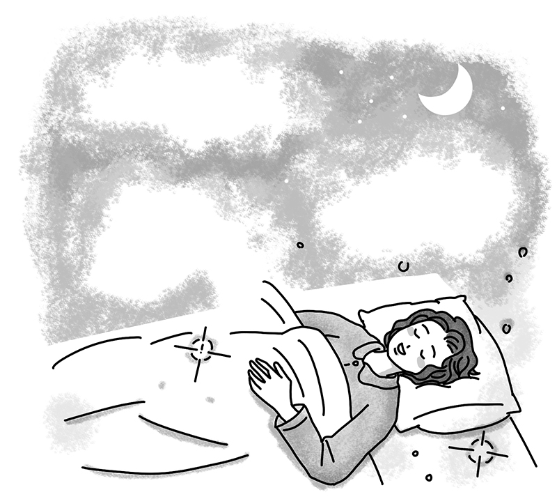 「よく頑張ったね」「ありがとう」「お疲れさまでした」などと自分をねぎらって（イラスト／鈴木みゆき）