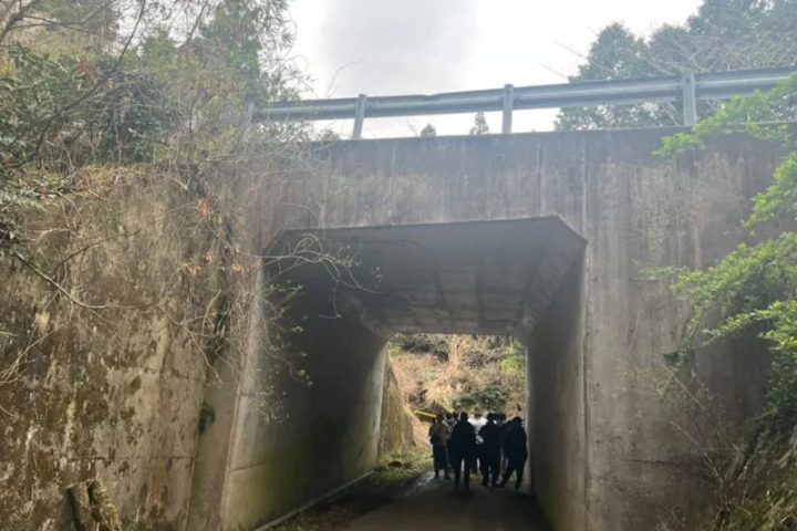 国道の下を潜って一本道は続く