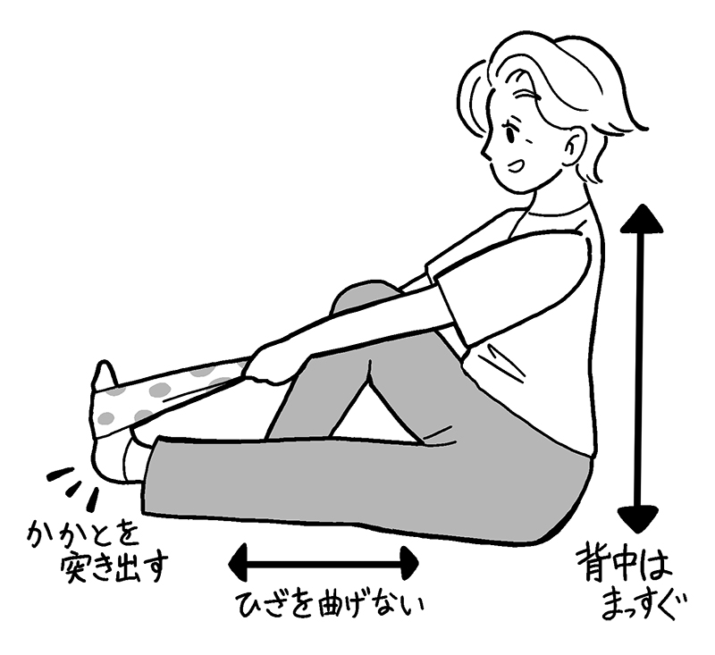 「アオサギストレッチ」のやり方（イラスト／sashimi）