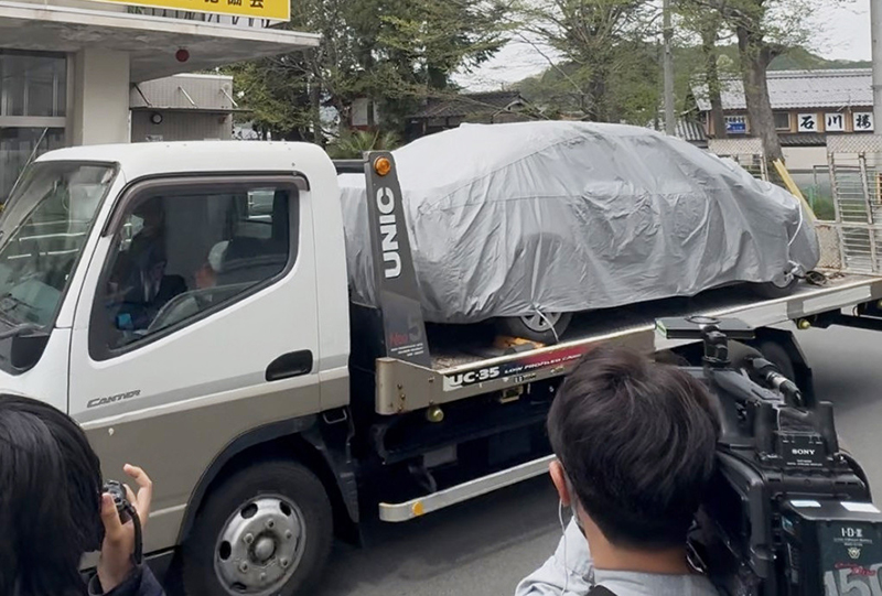 押収された優季容疑者の車（時事通信フォト）