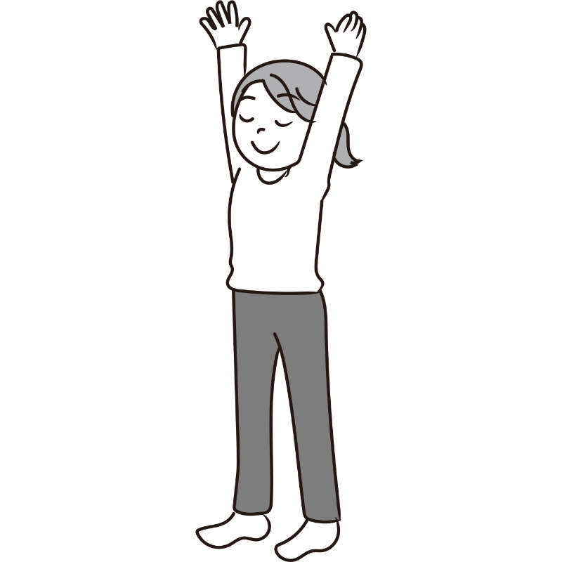 両腕を真上に伸ばしバンザイのポーズ（イラスト／藤井昌子）
