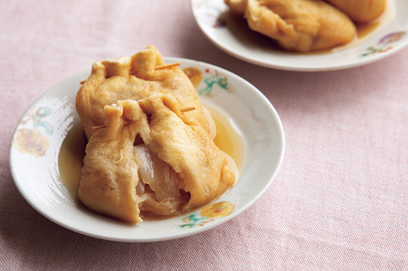 「新玉ねぎのしょうゆ煮」のアレンジ1：新玉ねぎの茶巾煮