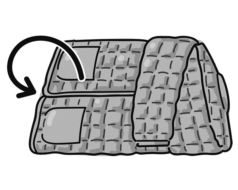 袖が重ならないようにたたむ（イラスト／さややん。）