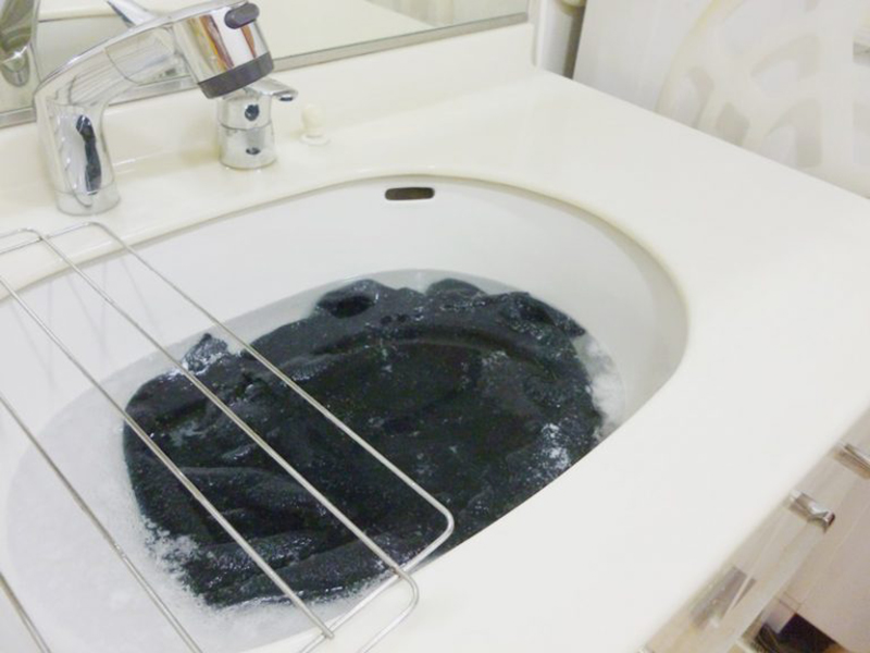 手触りをよくするため柔軟剤につけおく