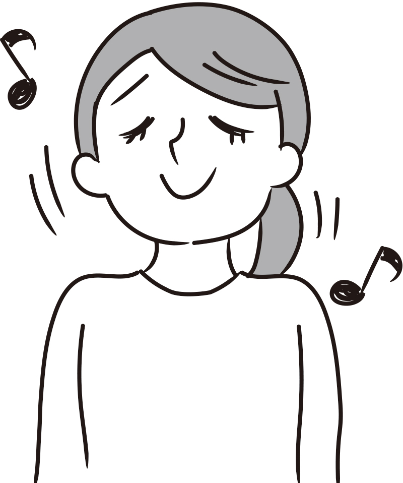 鼻から「ん～」と声を出す（イラスト／藤井昌子）