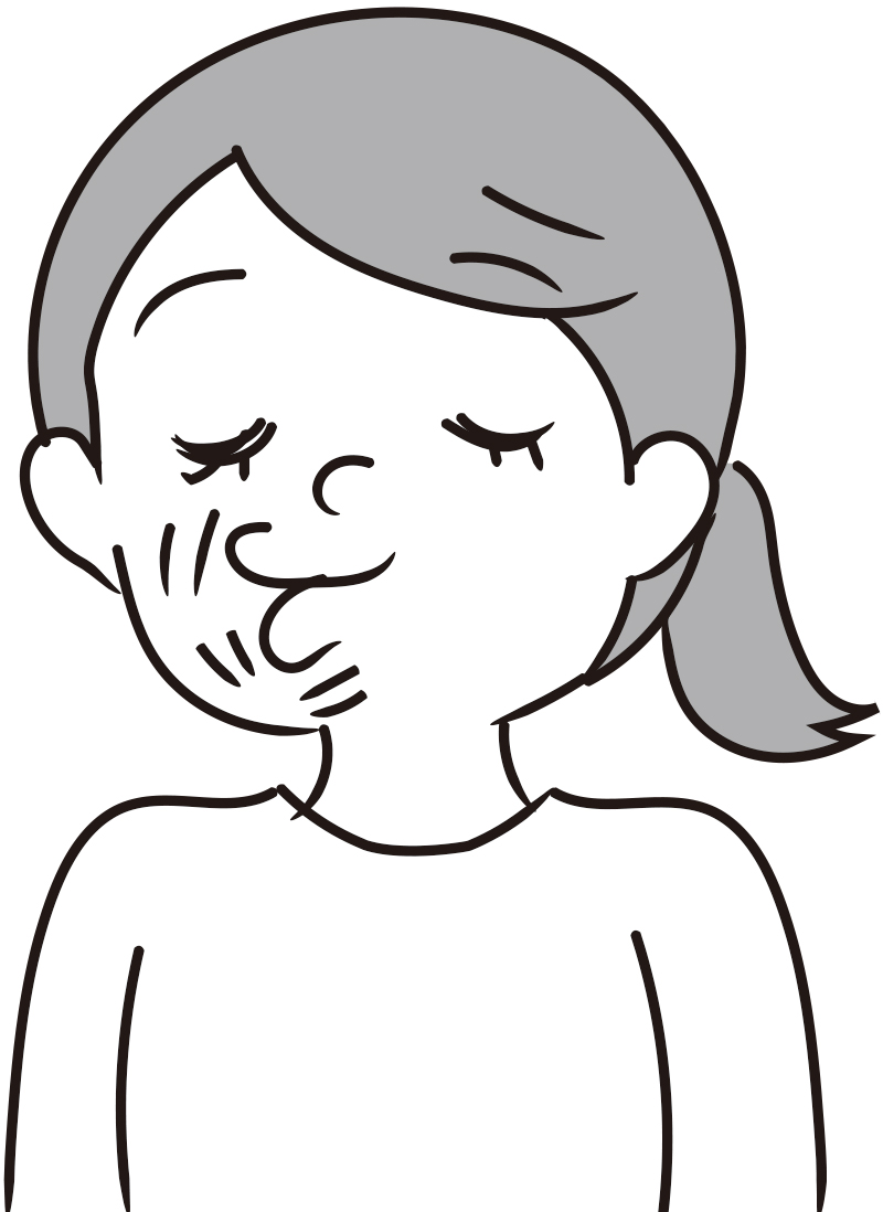 口を閉じたままくちびるを震わせる（イラスト／藤井昌子）