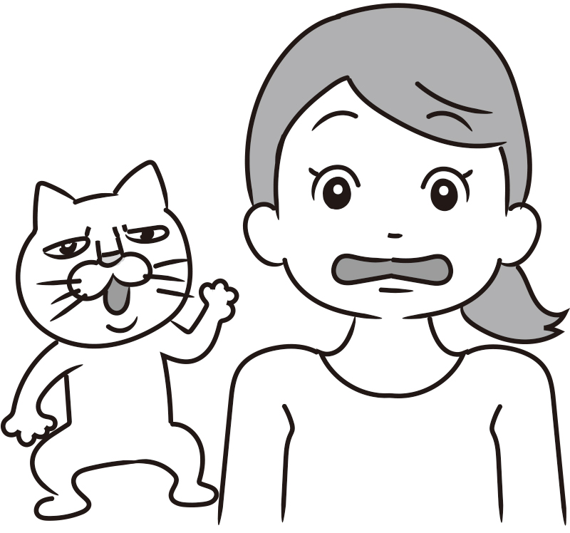 「にゃー」と動物の声を真似る（イラスト／藤井昌子）