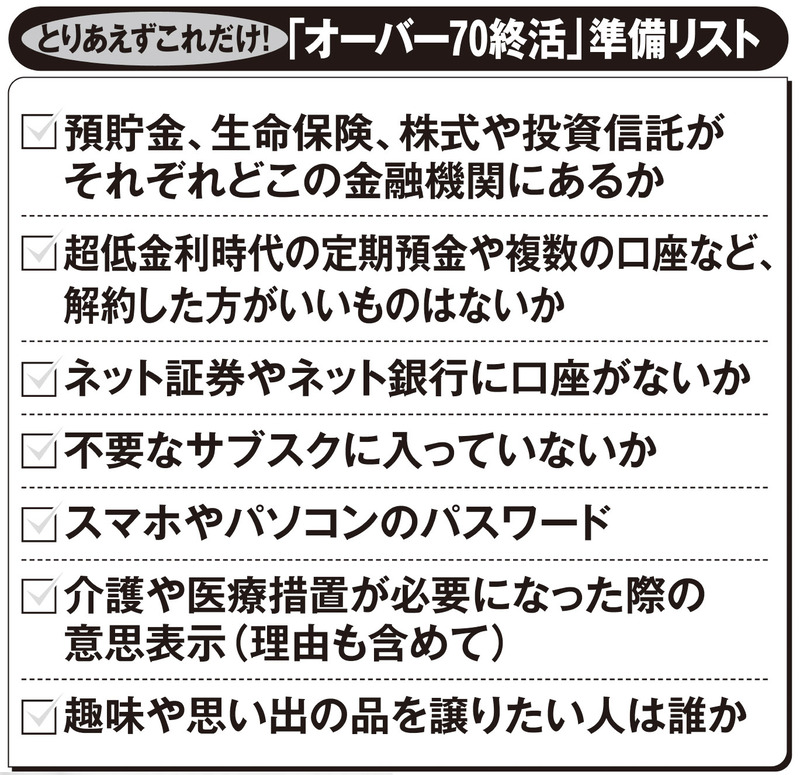 「オーバー70終活」準備リスト