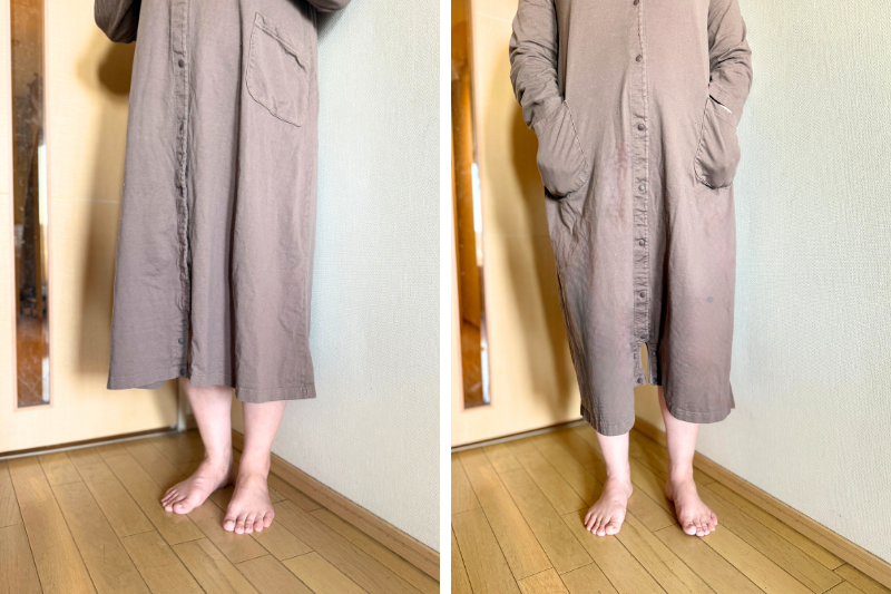 ワンピース（左）とロンパース風（右）