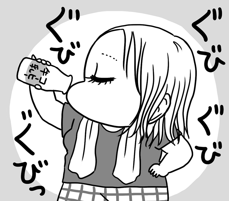 リフレッシュするためには、湯上がりにおいしいと感じることも重要だ（イラスト／腹肉ツヤ子）