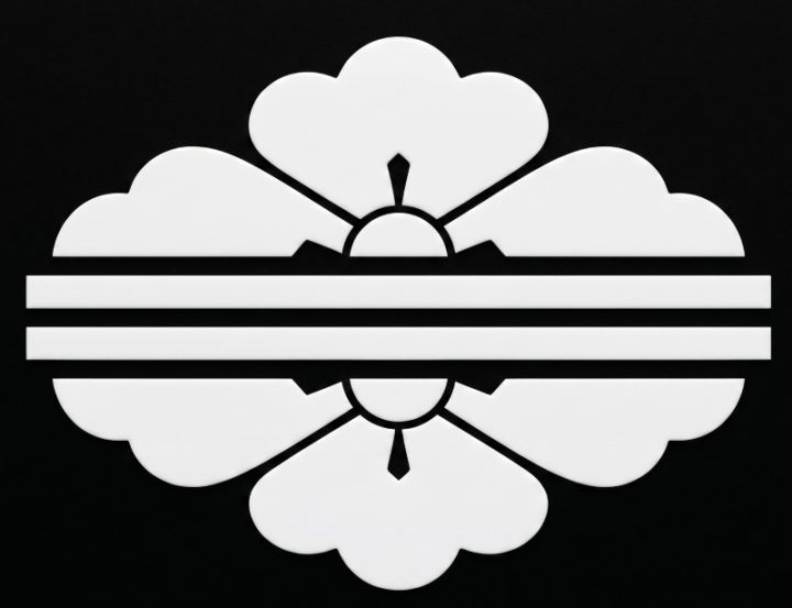 家康が与えた高須家の家紋、「割花菱に一膳箸」。（本人提供）