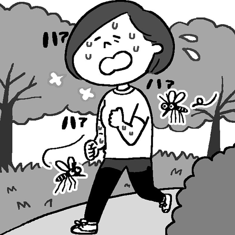 二酸化炭素を多く出す人、汗っかきなどが狙われる（イラスト／こさかいずみ）
