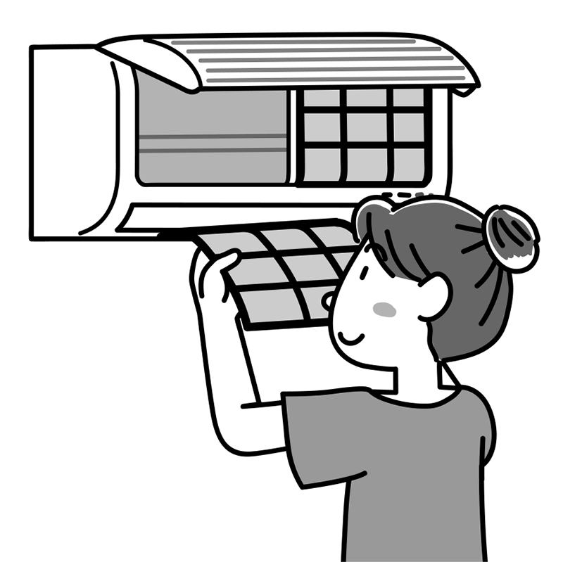 フィルターがきれいだと冷房の効きがよくなる（イラスト／さややん。）