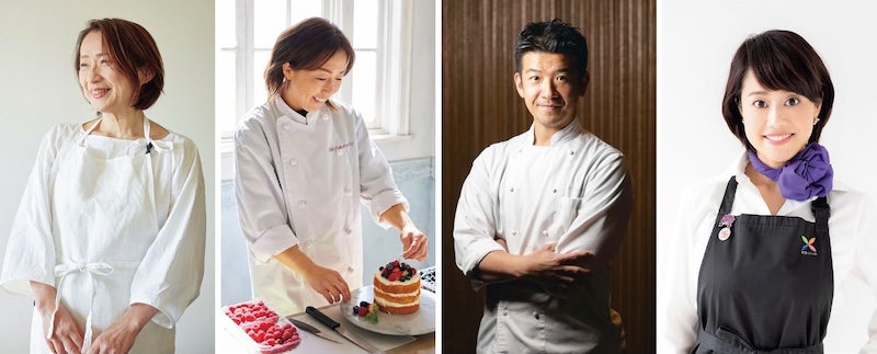 教えてくれたのはこの4人！左から順に、料理家・上島亜紀さん、パティシエ・福本美樹さん、シェフ・米澤文雄さん、野菜ソムリエ上級プロ・竹下裕理さん