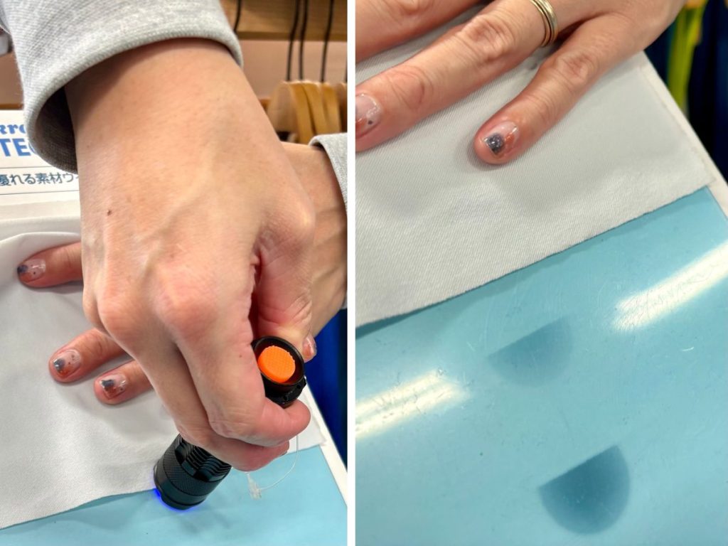 「WIC. UVテクト」を挟んで紫外線をあてる実験