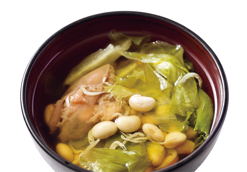 大豆とレタスの梅スープ