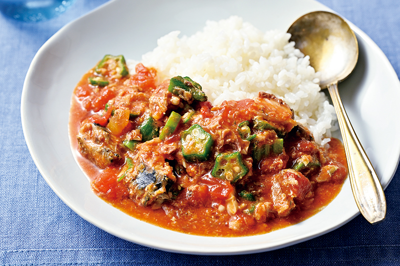 さばとオクラの冷たいトマトカレー
