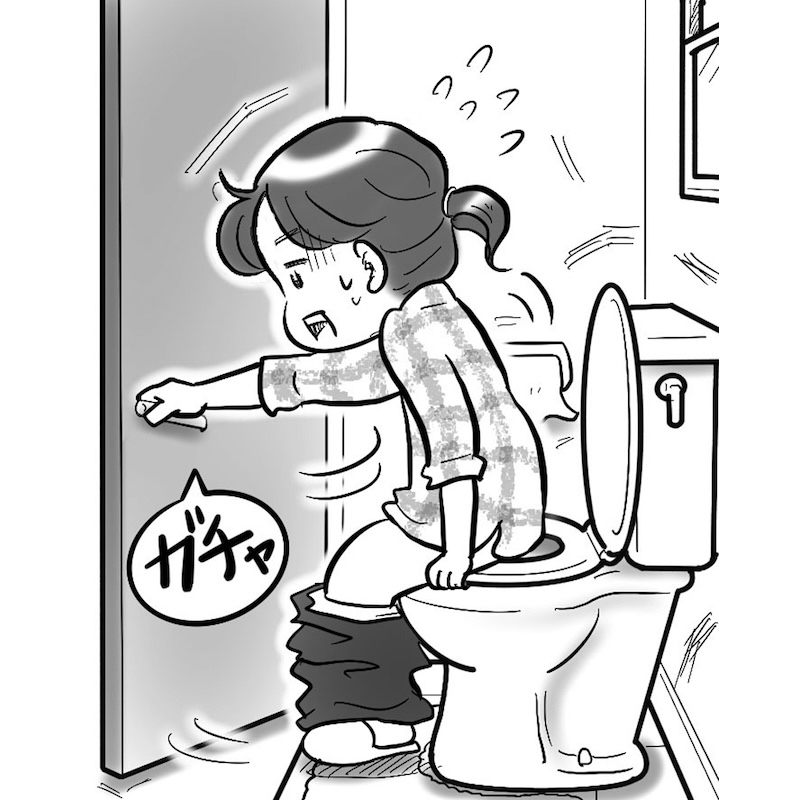 「すぐにドアを開ける」（イラスト／たばやん）