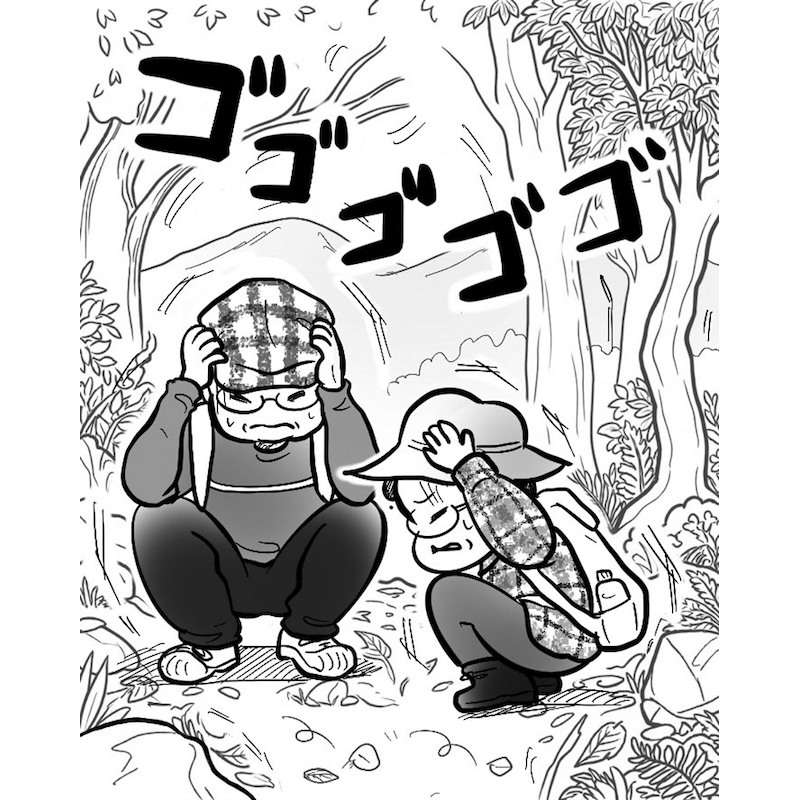 「落石や土砂崩れに注意」（イラスト／たばやん）