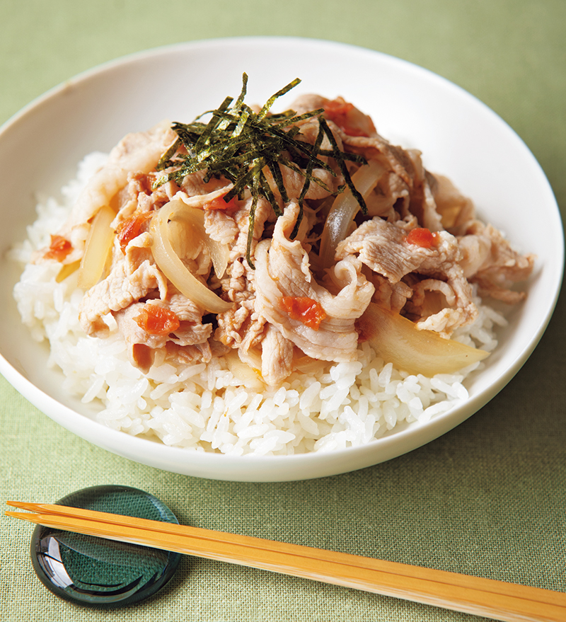 梅風味の豚玉丼