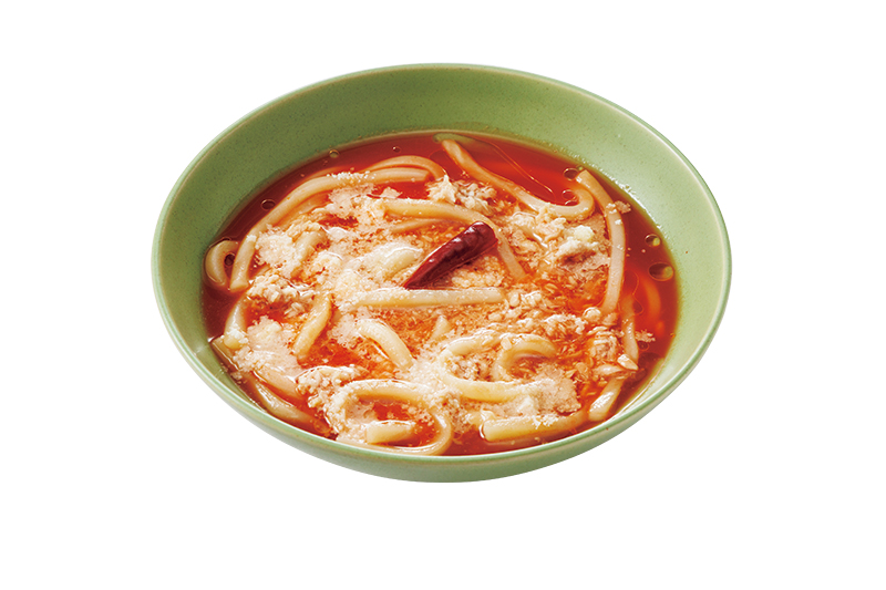 ツナチーズのピリ辛トマトつゆうどん