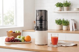 コンパクト設計と本格的な搾汁性能を両立した「ヒューロム」のコールドプレスジューサー　食材を…