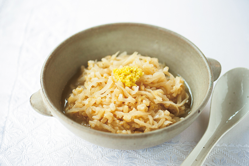 老廃物排出に…切り干し大根の発芽玄米がゆ