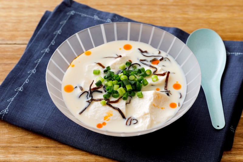 豆腐と豆乳の塩昆布冷製スープ