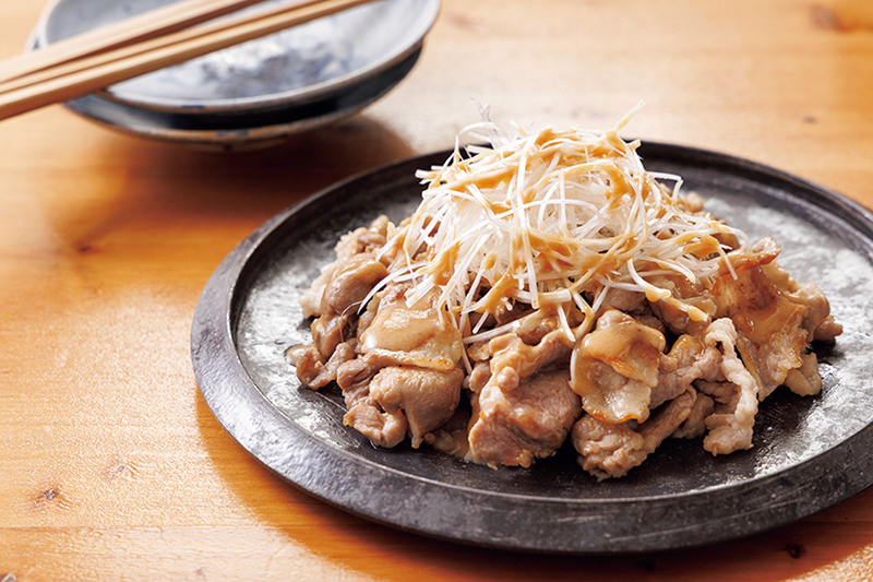 豚こま肉のねぎごまだれ。解凍すればパパッとメインが完成