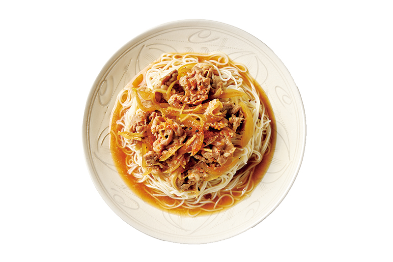 豚肉の甘辛だれそうめん