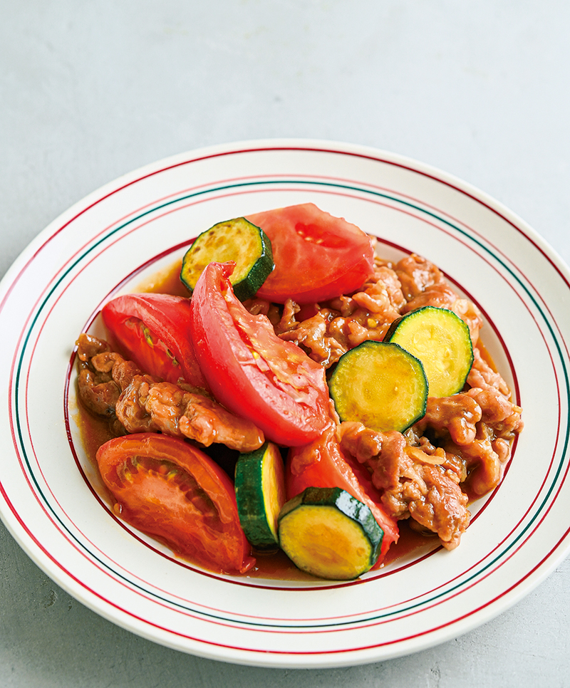 トマトと豚しゃぶ肉の甘辛炒め