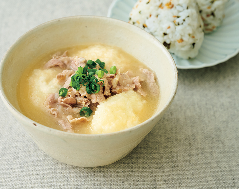 山いも団子と豚肉のみそ汁