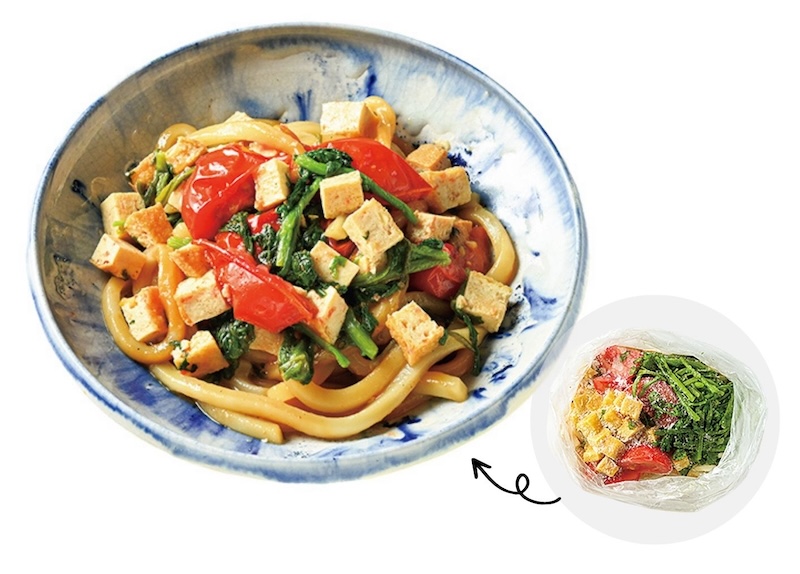 トマト厚揚げうどん