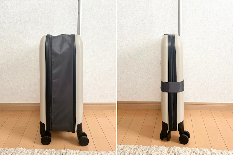 20cmあった厚さが…折りたたむと、およそ半分の11.5cmとスリムに！※バンドは付属品