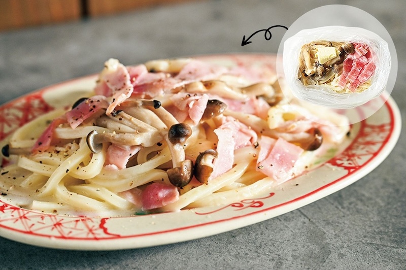 きのことベーコンの和風バターうどん