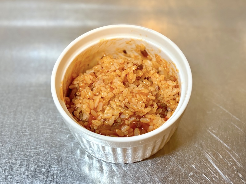 ごはんにソースを絡めたところ