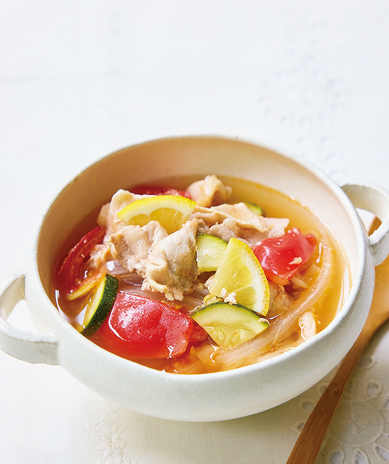 豚しゃぶと夏野菜のスープ