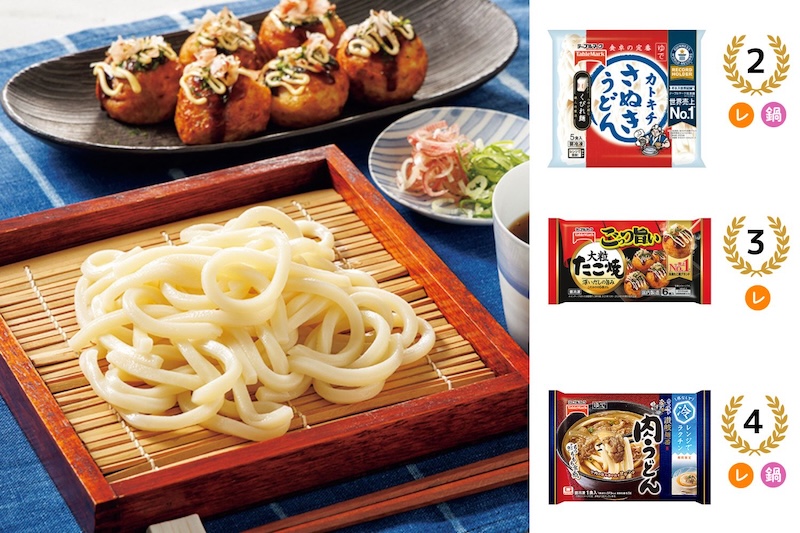 2位：カトキチ さぬきうどん5食、3位：ごっつ旨い 大粒たこ焼、4位：讃岐麺一番肉うどん