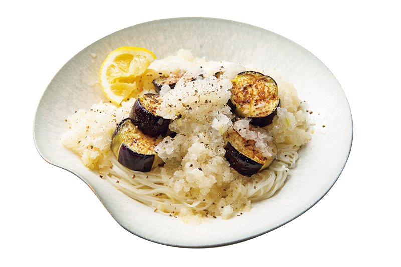 シャリシャリ焼きなすそうめん
