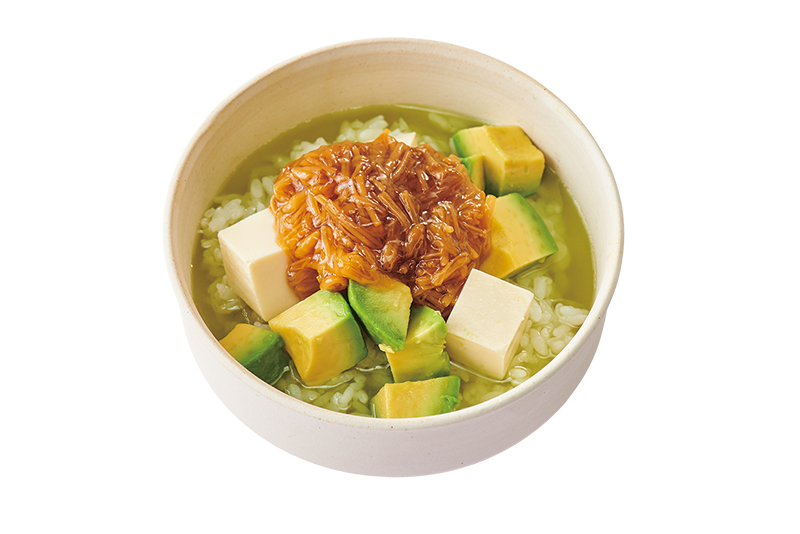 豆腐とアボカドのなめたけ茶漬け