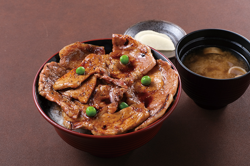 北海道産豚ロースを甘辛だれで味付けした、「豚丼のぶたはげ」の「豚丼四枚」（1150円）。